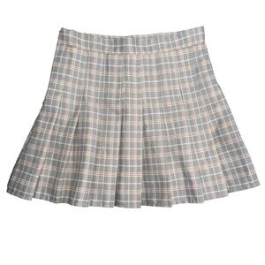 Gray Plaid Pleated Mini Skirt Womens Size Small Y2K Preppy Kawaii Aesthetic